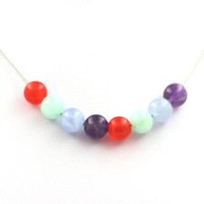 Necklace Beads Aquamarine+Amazonite+Amethyst+Chalcedony Necklace Women