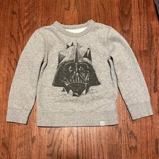 Gap Star Wars Darth Vader Graphic Boys XS 4-5 Gray Long Sleeve Sweatshirt