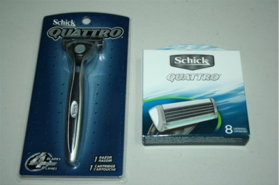 9 Schick Quattro Razor Blades Cartridges Titanium 8 Refills Shaver Quatro Handle