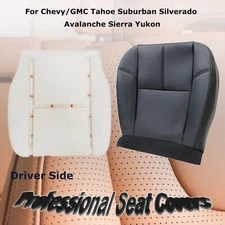 For 2007-2014 GMC Sierra 1500 2500 3500HD Driver Leather Seat Cover + Foam Black