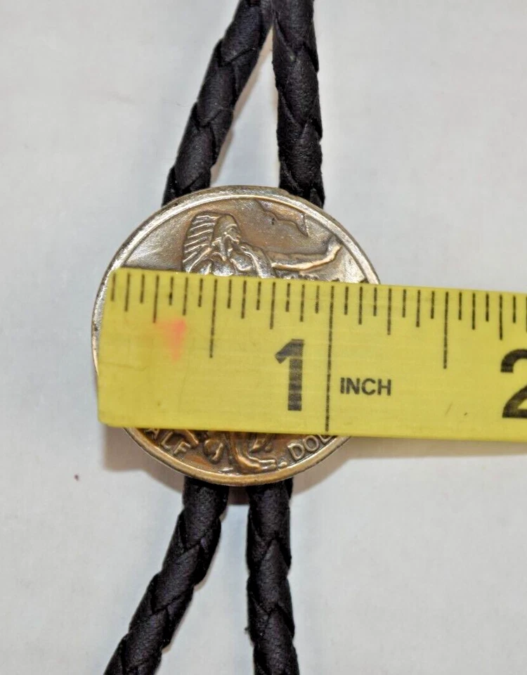 Vintage Bolo Tie Commemorative 1926 Half Dollar Oregon Trail Native American - Image 3 of 4