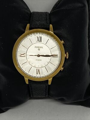 Fossil FTW5018 Women's Black Leather White Analog Dial Hybrid Smartwatch XX802