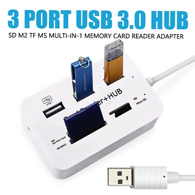 7-IN1 3 Port USB 3.0 Hub Adapter mit Card Reader SD/TF/MS/M2 Speicherkartenleser
