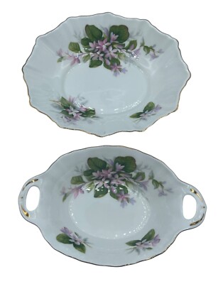 2 VTG Mayflower Candy Trinket Dishes Royal Albert Bone China Floral