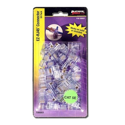 Platinum Tools 100003C EZ-RJ45 Cat5/5e Connectors Clamshell Pack of 50