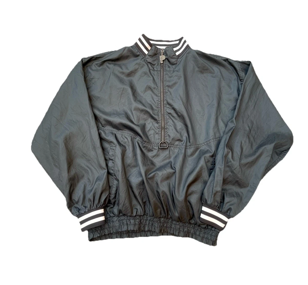 Vintage 90s Power Player Black Blank Jacket Size Medium Very Rare 1/2 Zip Up