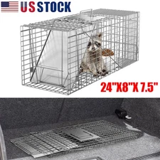 Live Animal Trap Extra Large Rodent Cage Garden Rabbit Raccoon Cat 24"X8"X 7.5