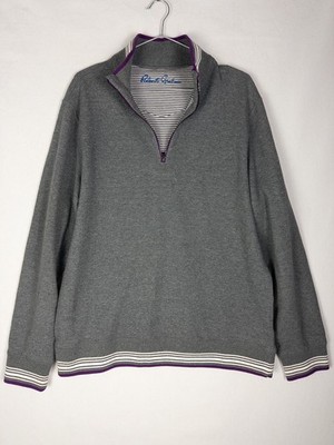 Robert Graham Reversible Pullover Mens L/XL Gray Striped Logo Q Zip