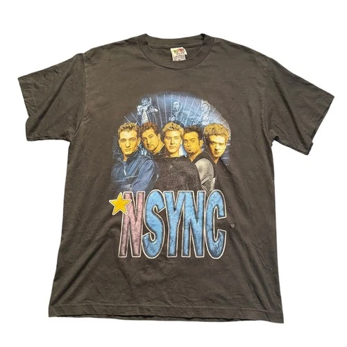 Vintage 2001 NSYNC PopOdyssey Tour T Shirt Black Graphic Ban 2000s vintage concert t-shirt, vintage, size L, single stitch, B+ condition