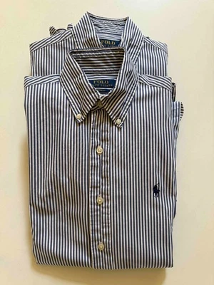 2x Polo Ralph Lauren, Navy/White Bengal stripe Custom fit cotton shirt Mens XS - Image 1 of 4