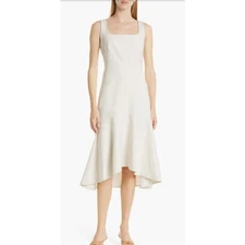 M.M. Lafleur The James Dress Washable Ponte In Pearl 12 High-Low Fit & Flare