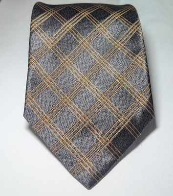 ETRO Milan Men s Silk Tie in Gray & Gold Made In Italy