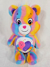Care Bear Tie-Dye Friends Forever 14" Plush Pink Orange Yellow Aqua Rainbow