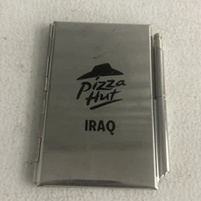 Pizza Hut Iraq Metal Spring Loaded Note Pad with Mini Pen OIF OEF Collectible