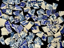 Broken China Mosaic Tiles Blue White Mix 85 pieces set a