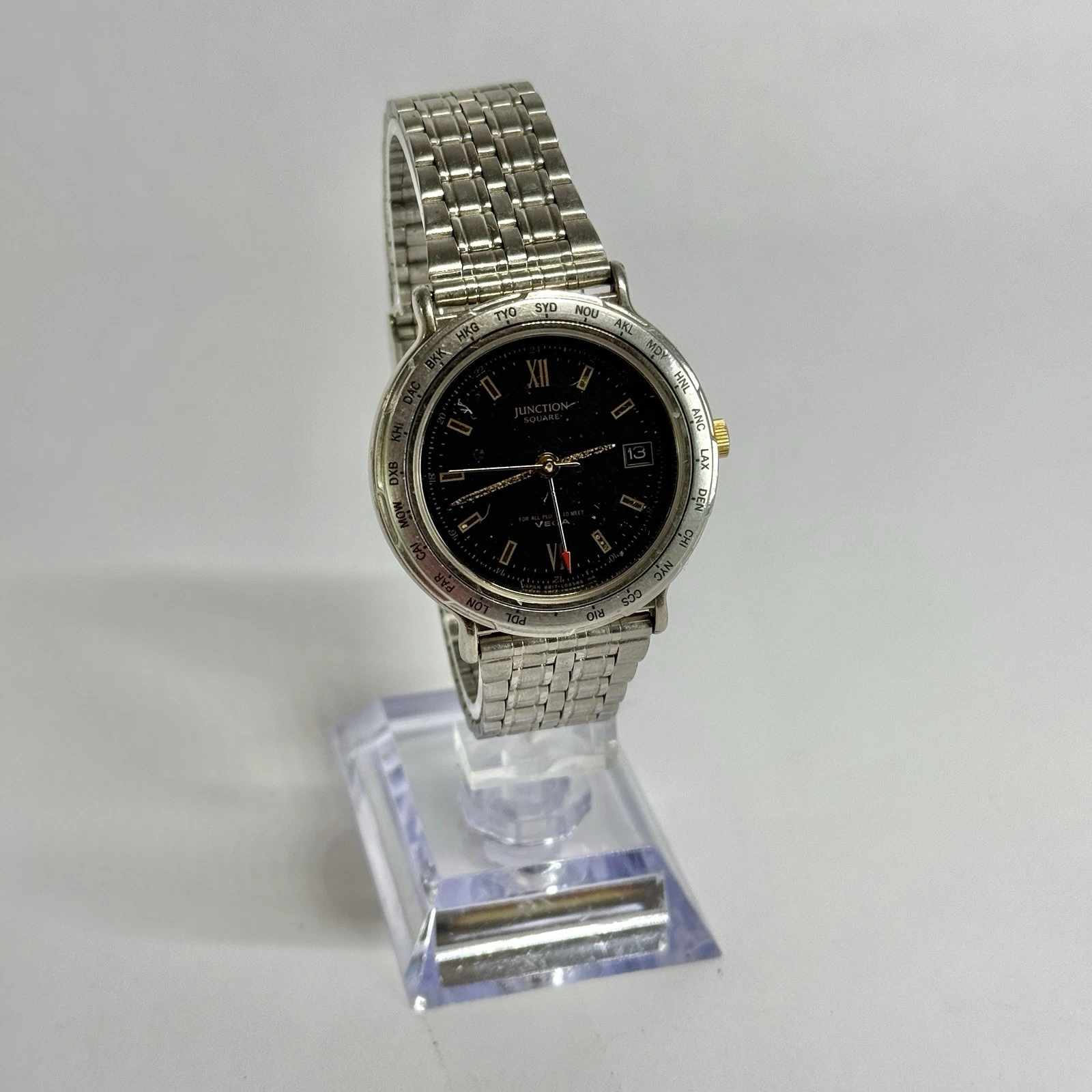 CITIZEN Junction Vega 6B17-L02001 Silver Tone Men Vintage Watch W605 *WORKING