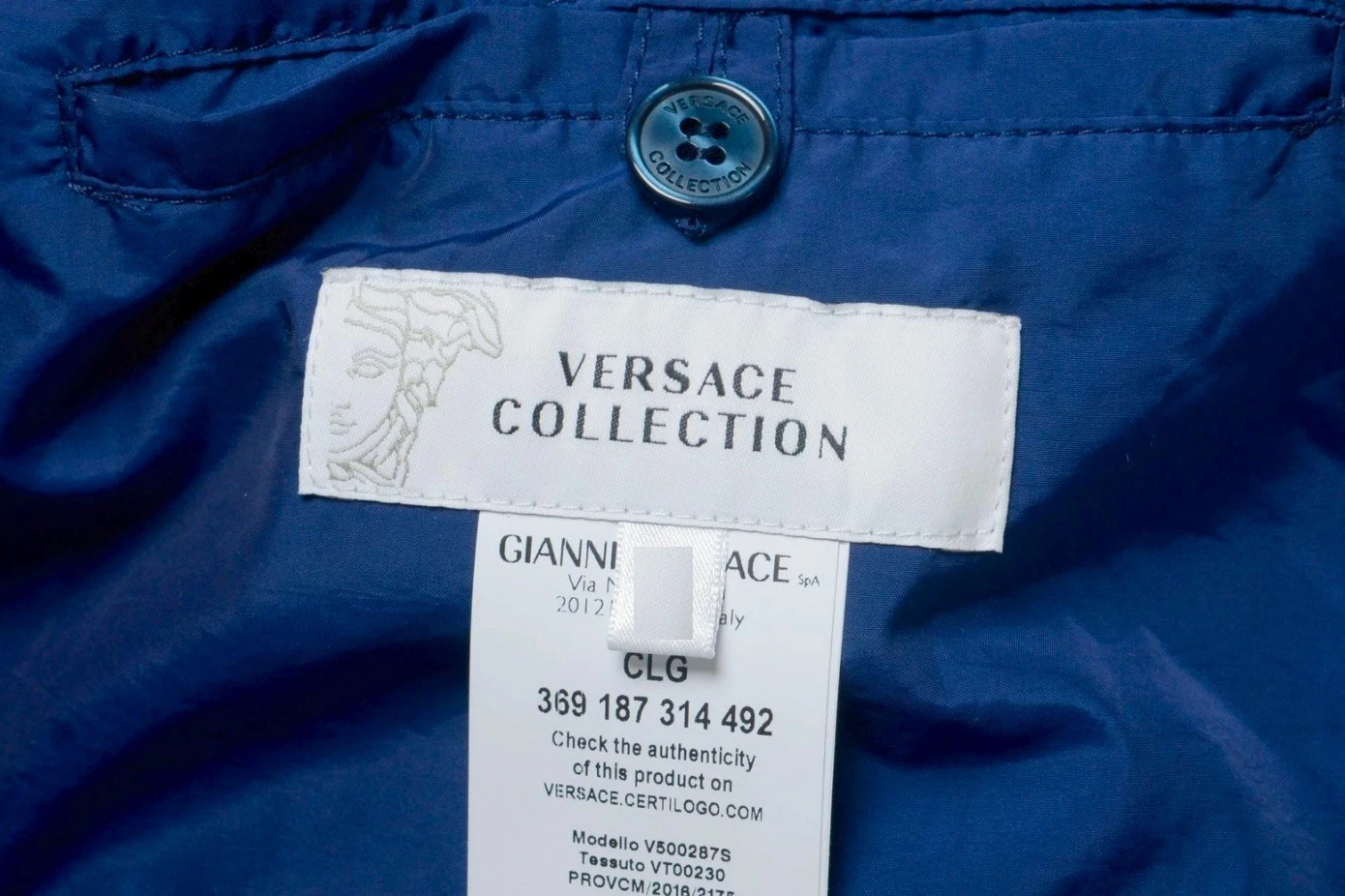 Versace Collection Men's Blue Button Up Insulated Hooded Windbreaker US M IT 50 - product detail image 5