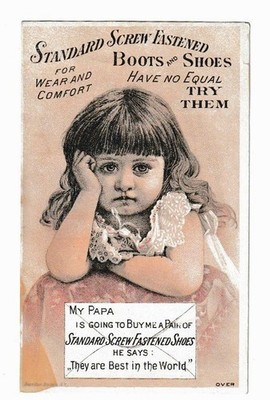 large Victorian Trade Card,J.H.Thompson, Boots & Shoes, E. Meredith, NY