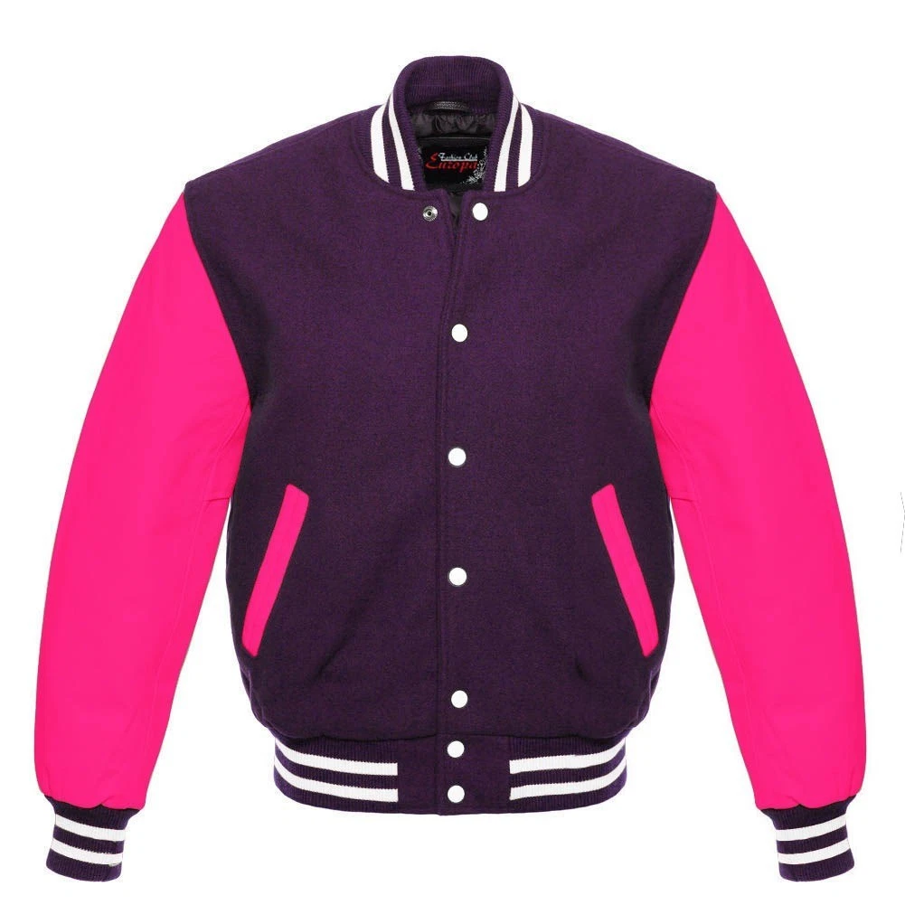 Wool Varsity Jacket Leather Sleeves Men’s Letterman Bomber Baseball Style Jacket