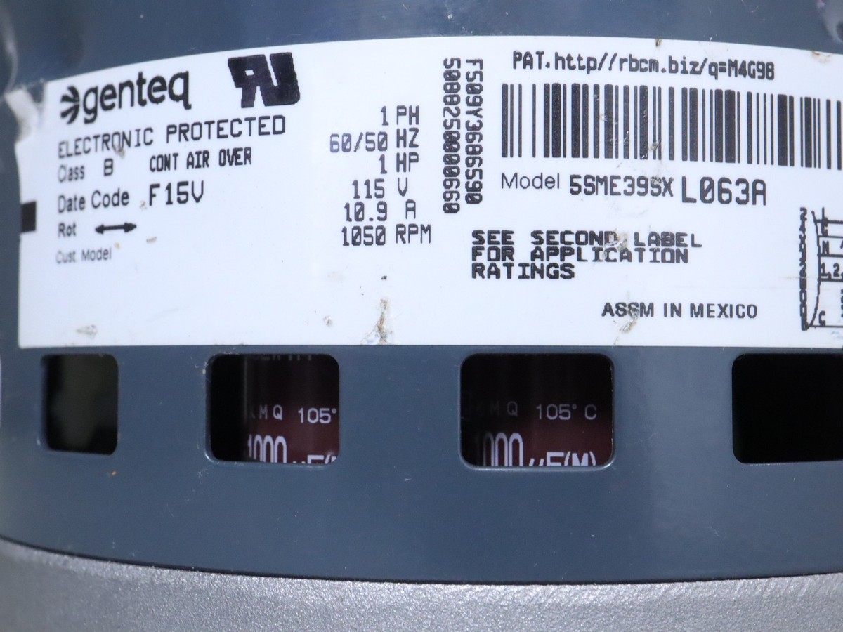 Genteq 5SME39SXL063A ECM Blower Motor 115V 1HP 1050RPM 607363-09