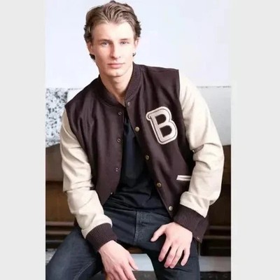 Men's Hotline Miami Jacket   Payday 2 Brown B logo Varsity Cosplay Costume Gift