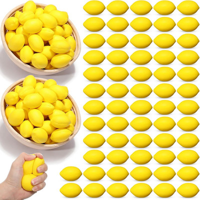 100 Pcs Lemon Stress Balls Bulk Lemon Party Favors Mini PU Foam Ball Toys for Sc