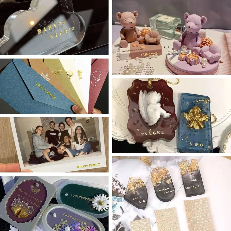 Small Letter Stickers for Resin,Mini Gold/Silver Letter Stickers Meta ,18 Sheets - Image 3 of 4