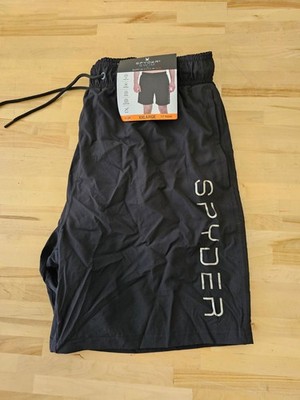 XXL - BLACK - Men's Spyder Swimsuit UV Protection w/ Mesh Liner Swim Trunks