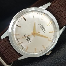 MONTINE VINTAGE HAND-WINDING SWISS MENS REFURBISHED SILVER DIAL WATCH a445236-1