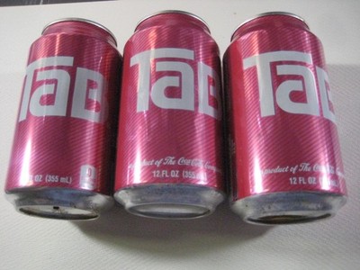 Tab soda can lot 6A of 3 EMPTY 2021 cans drained discontinued rare collectable