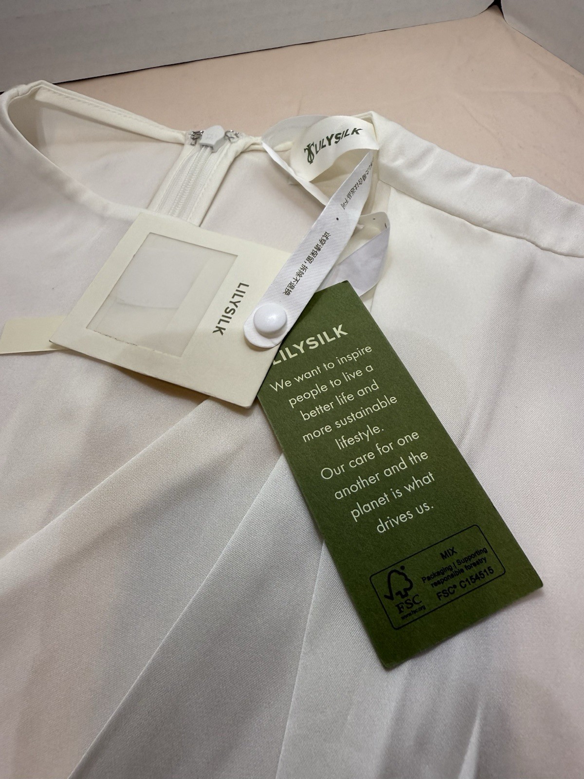 LILYSILK Mulberry Silk Sleeveless Top XS – Natural White – New With Tags & Bag