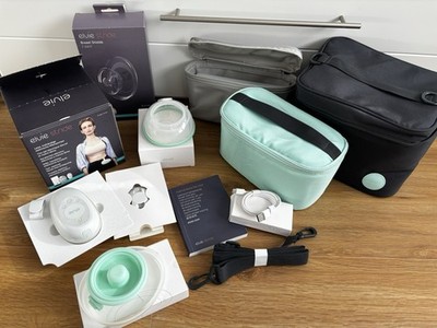 ELVIE Stride elektrische Milchpumpe mit viel Zubehör Tasche Kühltasche Aufsätze