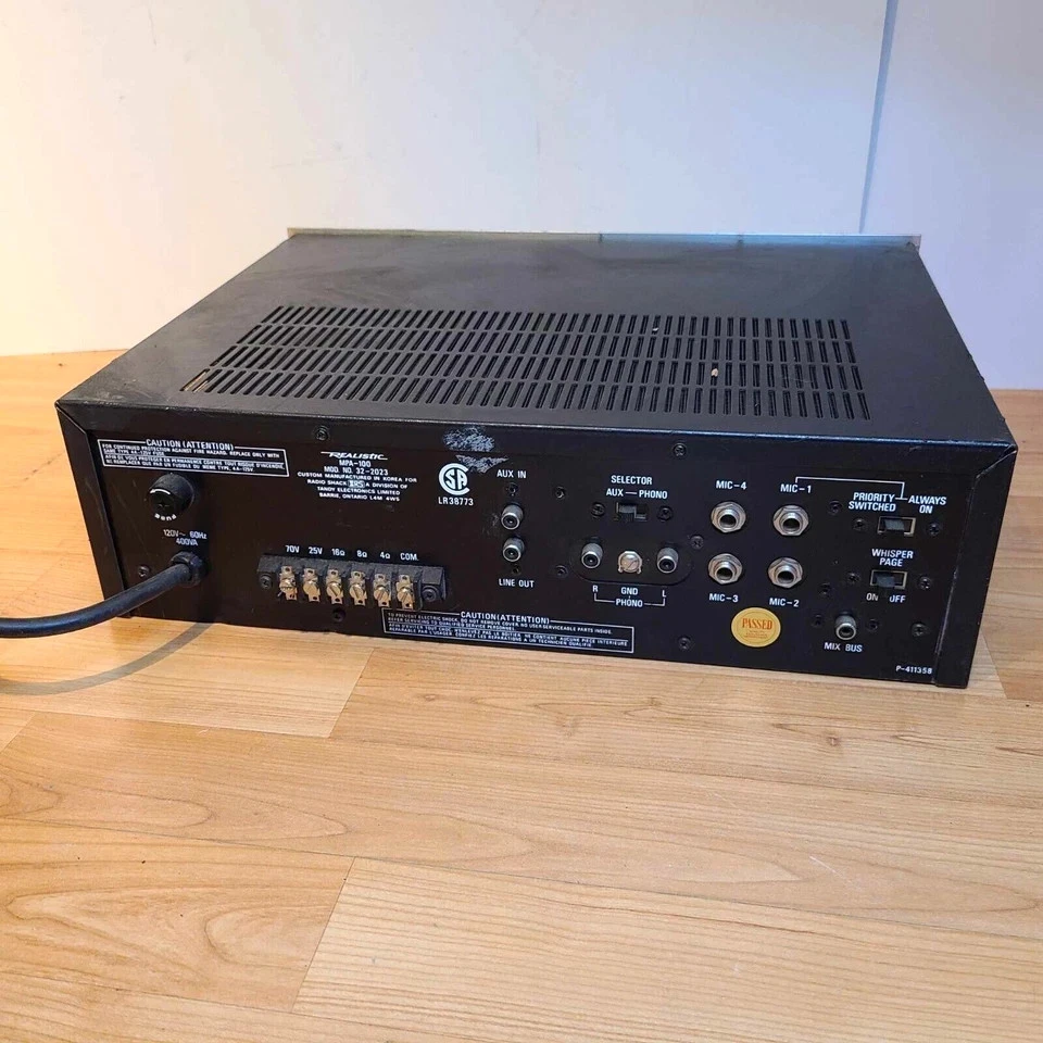 WORKING REALISTIC MPA-100 SOLID STATE PA PUBLIC ADDRESS AMPLIFIER 100 WATT AMP ^ - Image 4 of 4