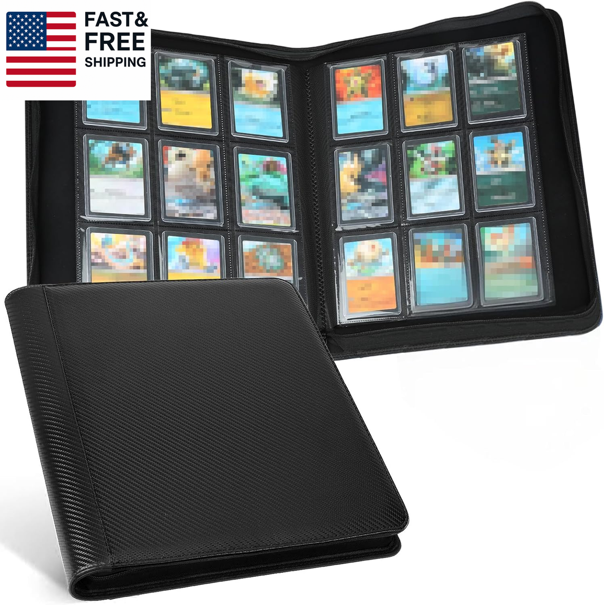 hard sleeve card binder Sibonic 9 Pocket TopLoader Binder, Holds 360 3x4 Toploader Cases, Sleeves Collection Binder, 20 Double Sided Pages, Compatible with Trading & Sports Holder No matter if you collect trading cards Corsweet Card Toploader Binder with