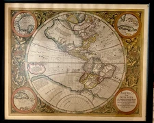 VINTAGE AMERICA SIVE INDIA NOVA MAP OF THE WESTERN HEMISPHERE By GERARDI MERCA