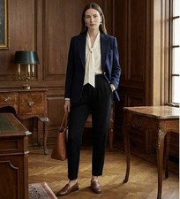 VTG St John Black Santana Knit Pleated Pants USA 6 Old Money Quiet Luxury Caree