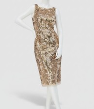 Eliza J Women's Gold Floral Sequined Sleeveless Dress Size 4