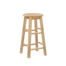 Natural Barstool with Round Seat, 24-Inch