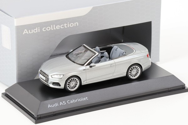 1:43 Spark Audi A5 Cabriolet Florett Silver Metallic 2017 Dealer Version-image