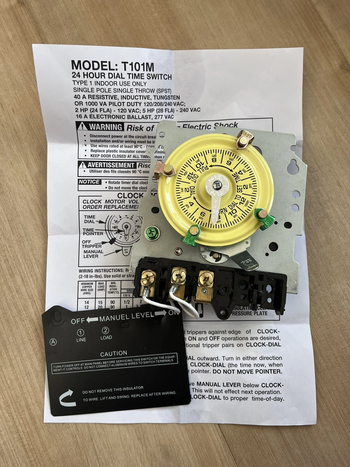 T101M 3Pool Timer Mechanism Only, Pool Pump Timer, 120V 2HP SPST 40A Time Switch