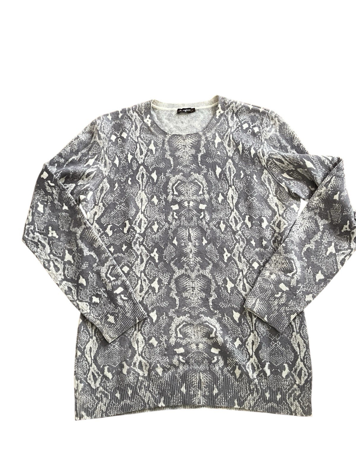 J.McLaughlin Cashmere Gray Sweater Python Reptile… - image 1