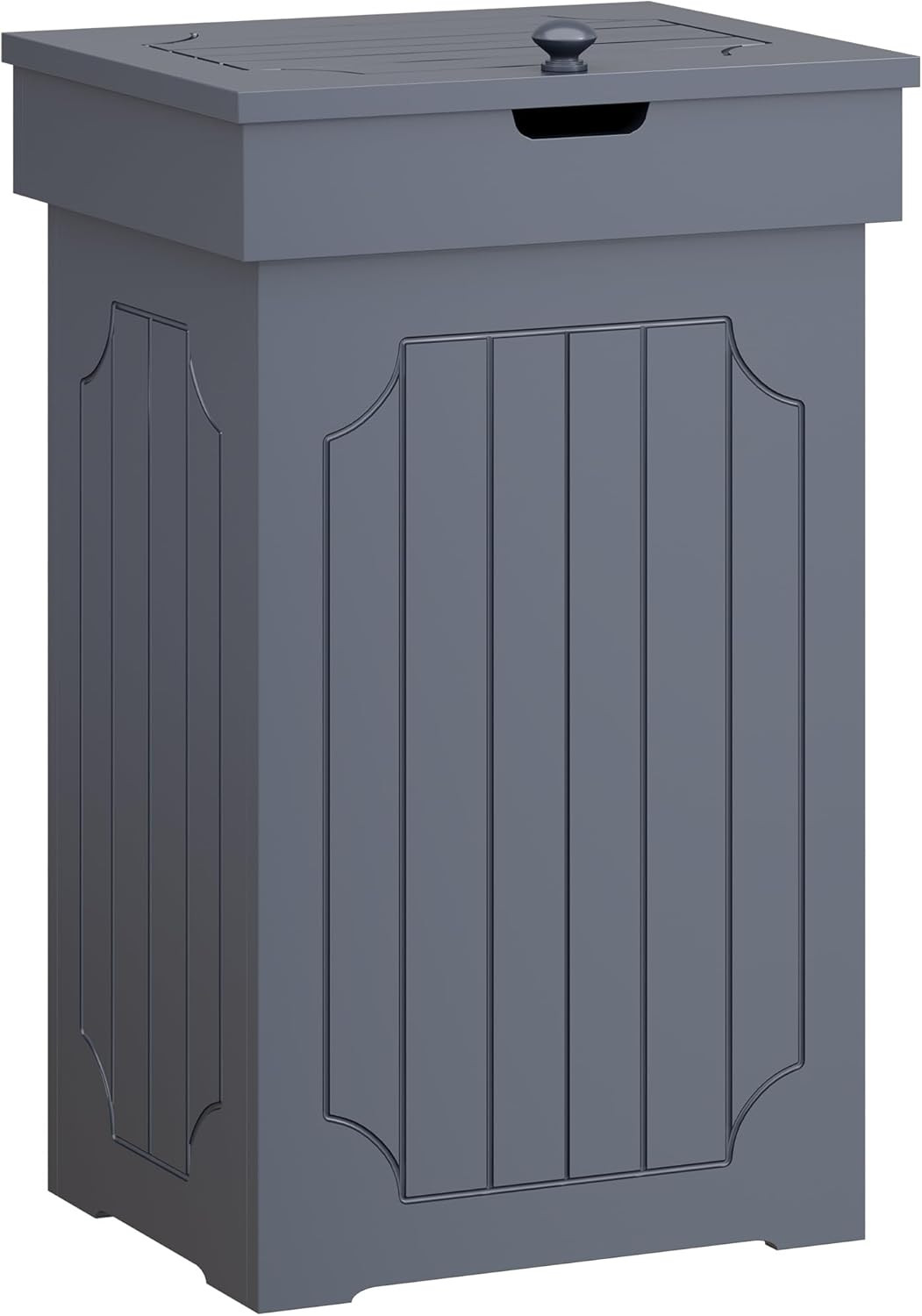 Functional 13-Gallon Grey Wooden Kitchen Trash Can Cabinet