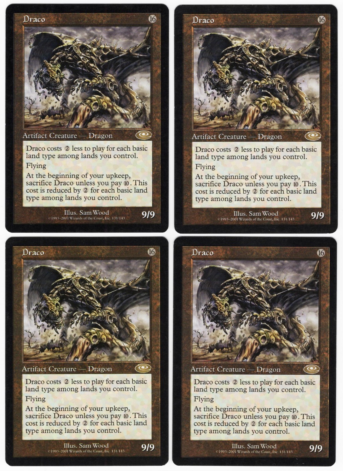 Draco x4 4x 2001 Planeshift PLAYSET Colorless Artifact Creature MTG SP - NM AZ1