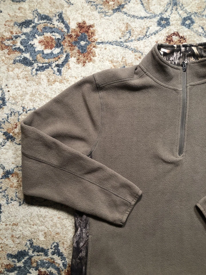 Ducks Unlimited Sweater Men’s Large Brown 1/4 Zip Pullover Fleece Realtree Camo - Image 3 of 4