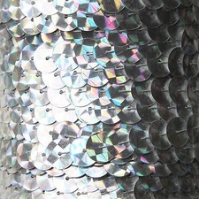 Silver Prism Multi Reflective Metallic Sequin Trim 10mm flat strung Made in USA.
