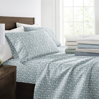 Gray Pattern Sheets Kaycie Gray Bed Sheets Patterned 4 PC Microfiber Soft Bedding | eBay