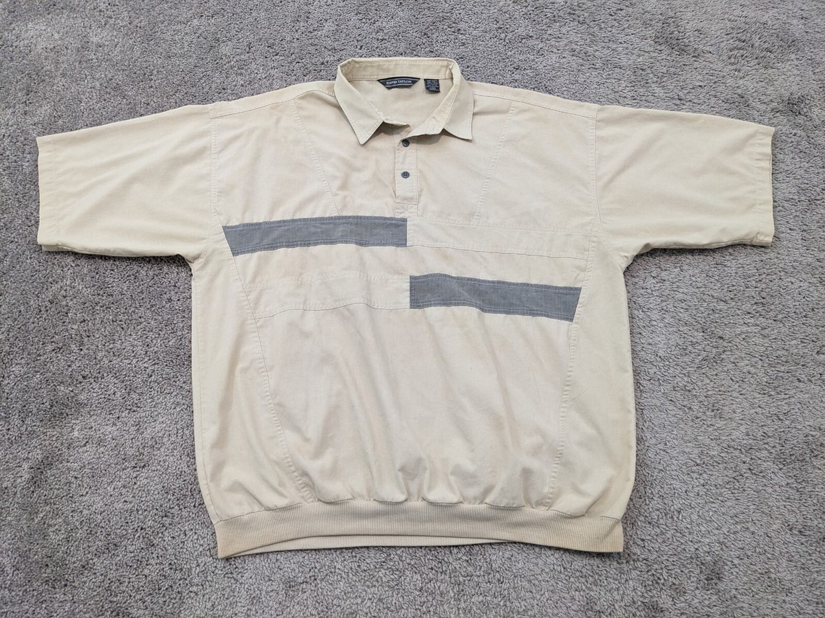 Vintage David Taylor Polo Shirt Men's 2XL Beige Golf Casual Elastic Waist