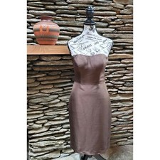 Size 0 Jenny Yoo Brown Silk Strapless Dress