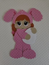 Easter Bunny Girl Standing Red Hair. Scrapbook, Card Making Paper Piecing