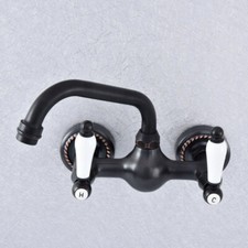 Black Oil Rubbed Brass Kitchen Faucet Bathroom Sink Mixer Tap Wall Mount ssf718